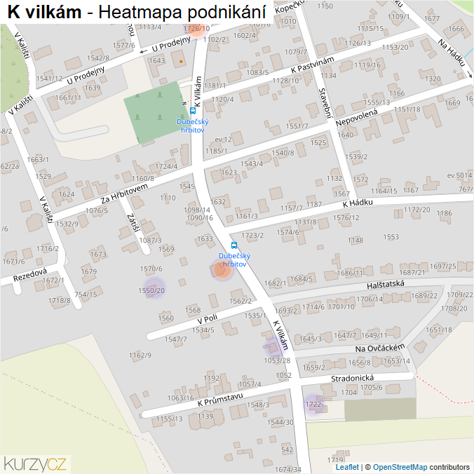 Mapa K vilkám - Firmy v ulici.