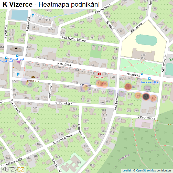 Mapa K Vizerce - Firmy v ulici.