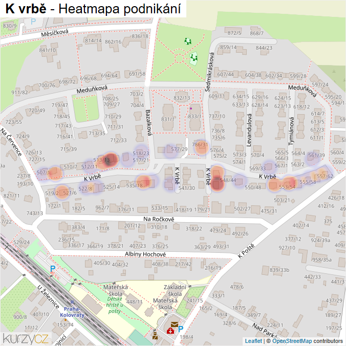 Mapa K vrbě - Firmy v ulici.