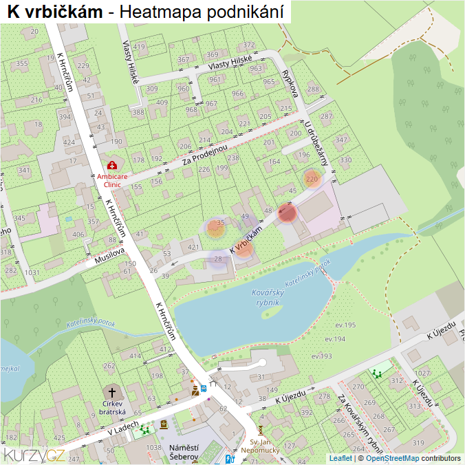 Mapa K vrbičkám - Firmy v ulici.