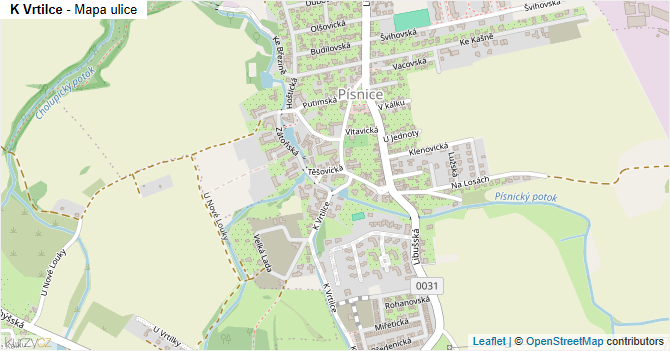 K Vrtilce - mapa ulice