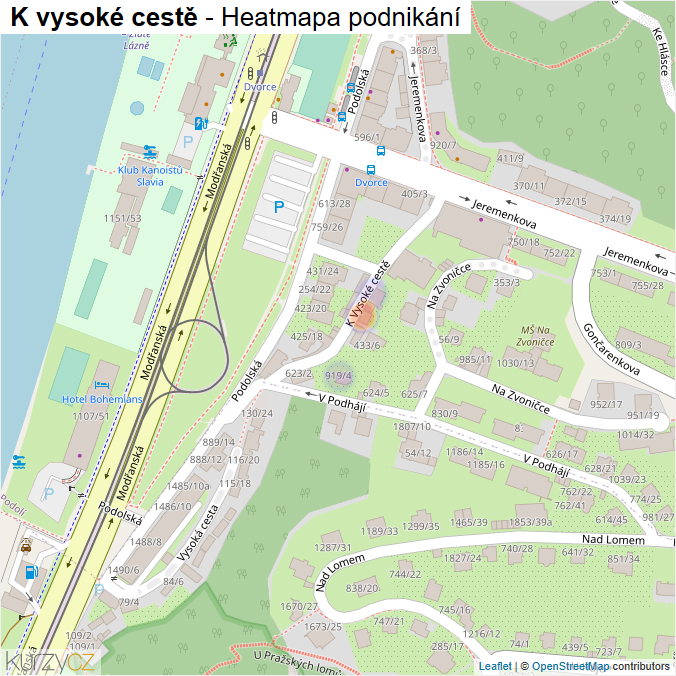 Mapa K vysoké cestě - Firmy v ulici.