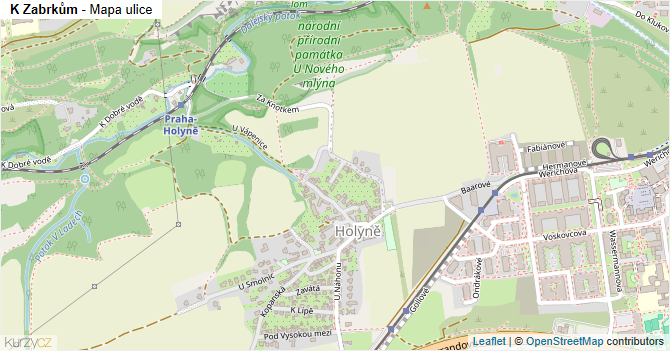 K Zabrkům - mapa ulice