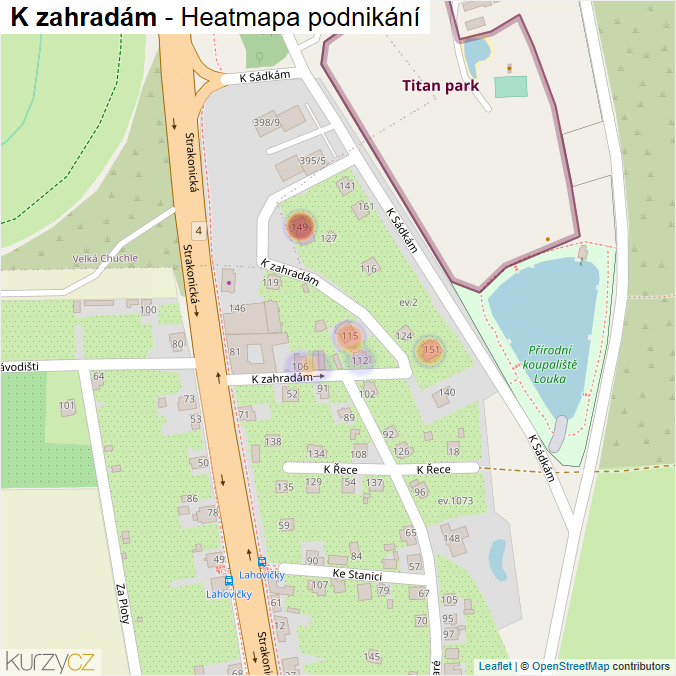Mapa K zahradám - Firmy v ulici.
