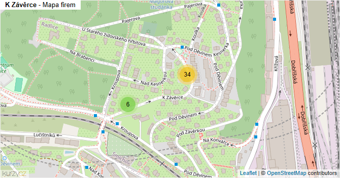 K Závěrce - mapa firem