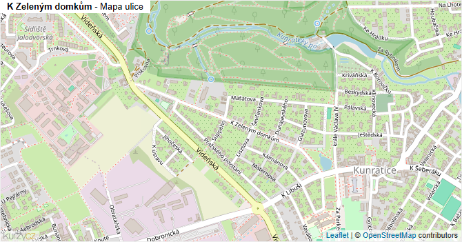 K Zeleným domkům - mapa ulice
