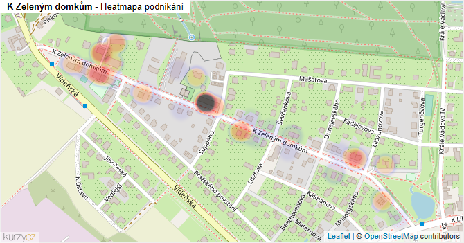 K Zeleným domkům - mapa podnikání