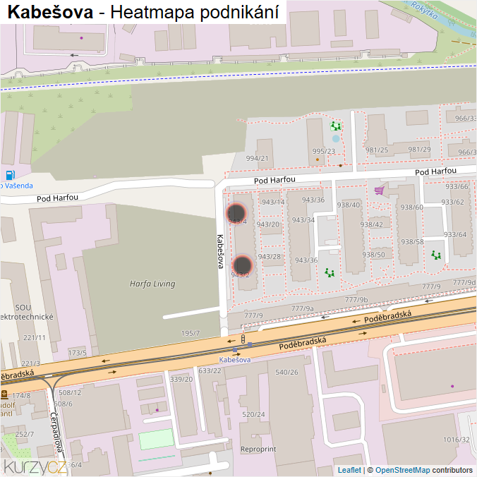Mapa Kabešova - Firmy v ulici.