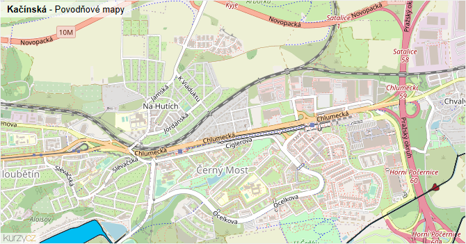 Kačínská - záplavové mapy stoleté vody