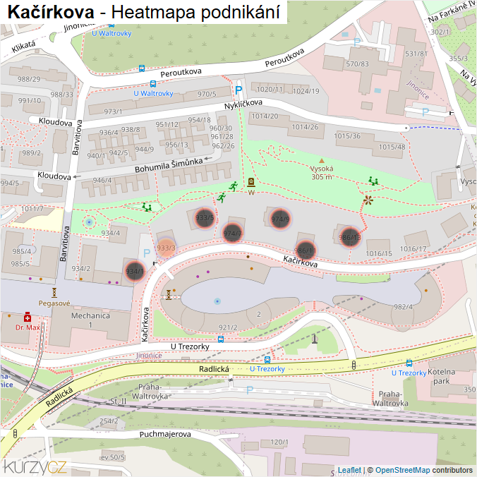 Mapa Kačírkova - Firmy v ulici.