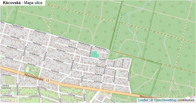 Kácovská - mapa ulice