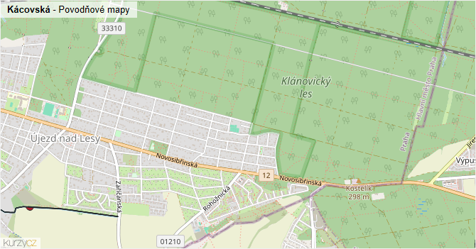 Kácovská - záplavové mapy stoleté vody