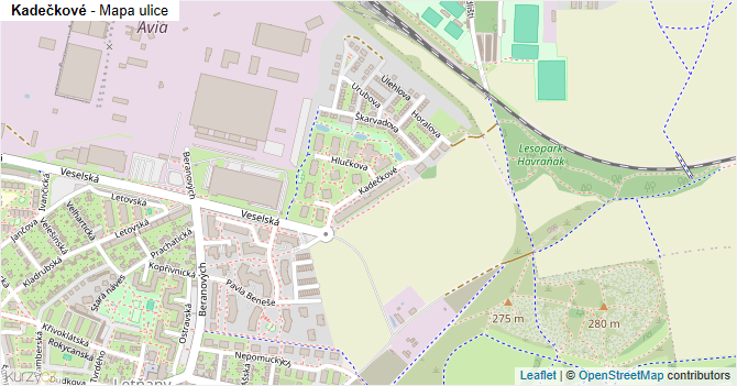 Kadečkové - mapa ulice