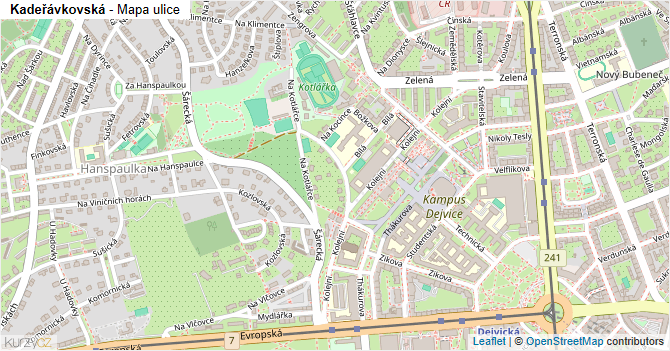 Kadeřávkovská - mapa ulice
