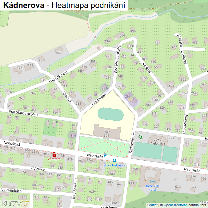 Mapa Kádnerova - Firmy v ulici.