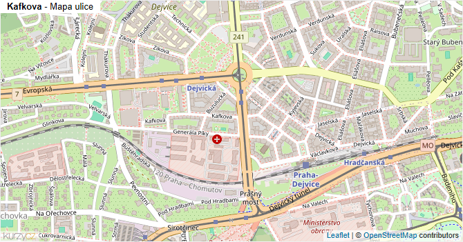 Kafkova - mapa ulice