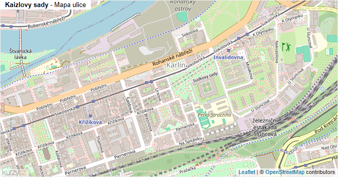Kaizlovy sady - mapa ulice