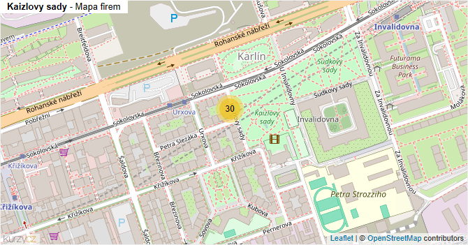 Kaizlovy sady - mapa firem