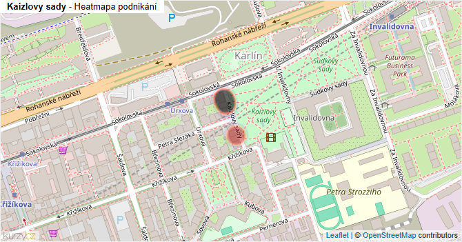 Kaizlovy sady - mapa podnikání