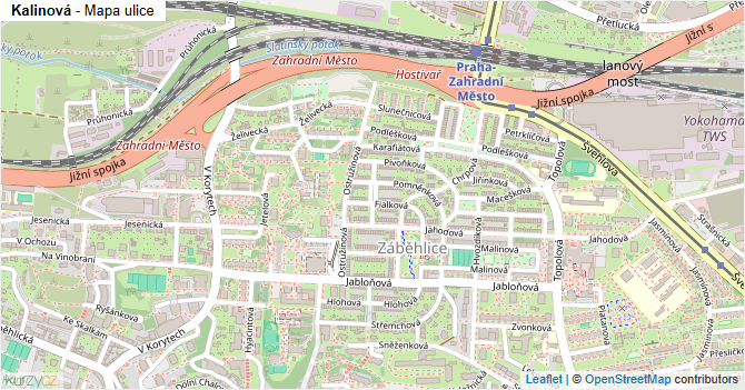Kalinová - mapa ulice