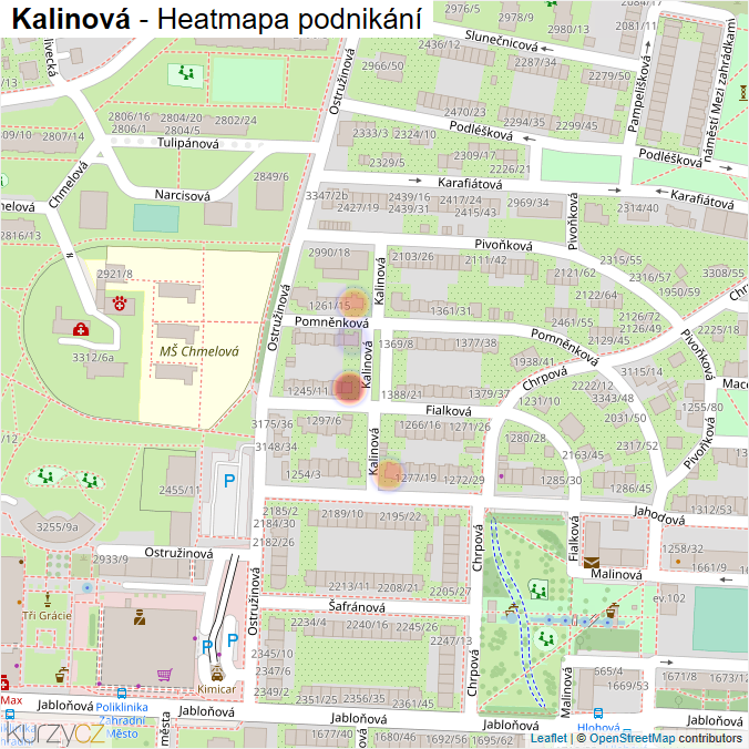 Mapa Kalinová - Firmy v ulici.