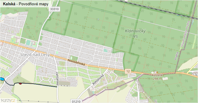 Kalská - záplavové mapy stoleté vody