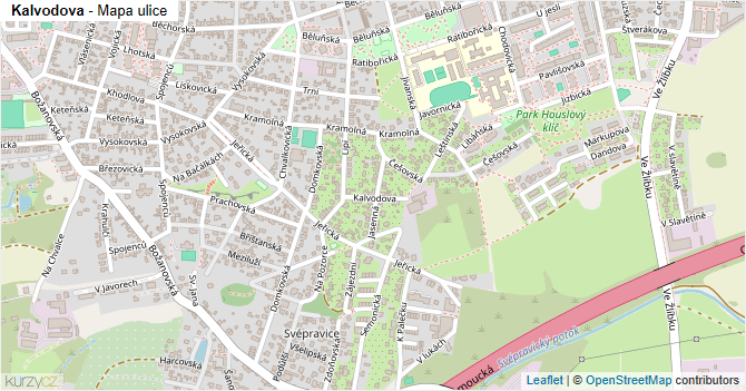 Kalvodova - mapa ulice