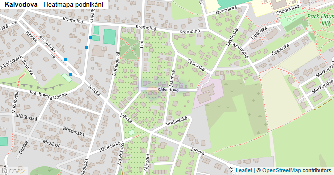 Kalvodova - mapa podnikání