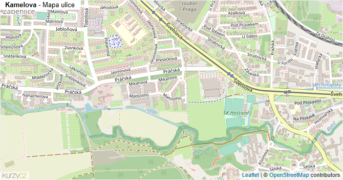 Kamelova - mapa ulice