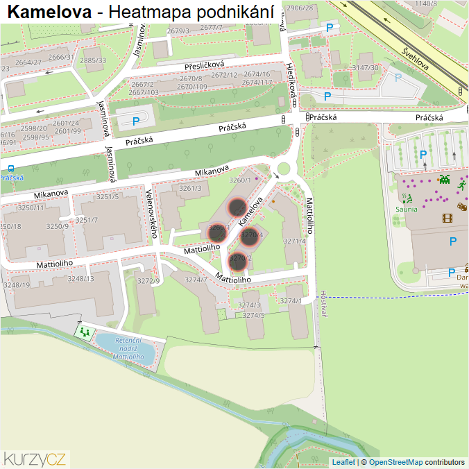 Mapa Kamelova - Firmy v ulici.
