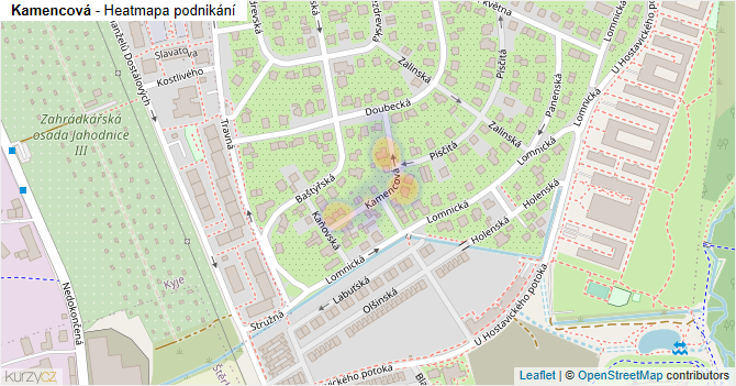 Kamencová - mapa podnikání
