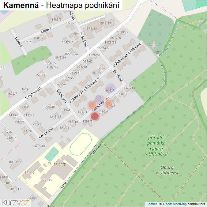 Mapa Kamenná - Firmy v ulici.