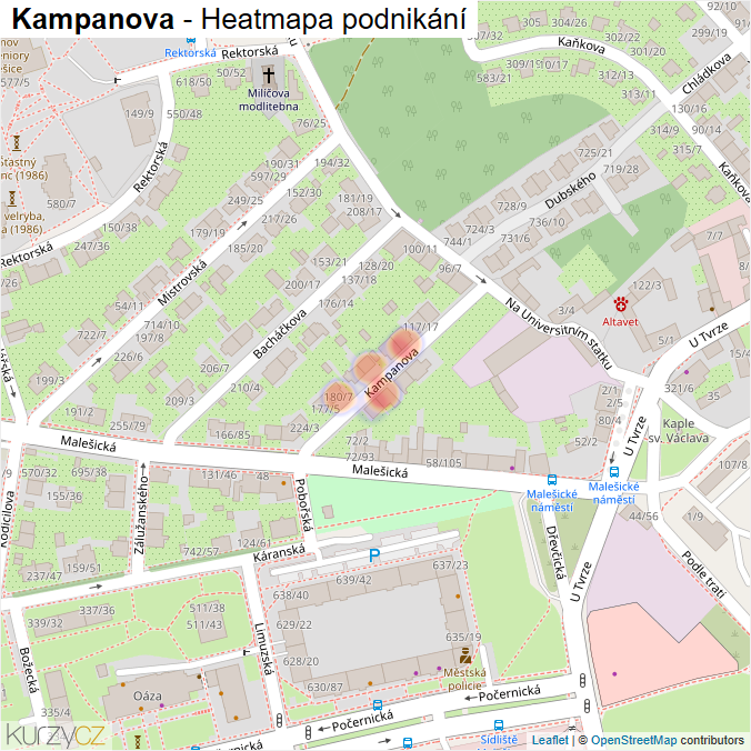 Mapa Kampanova - Firmy v ulici.