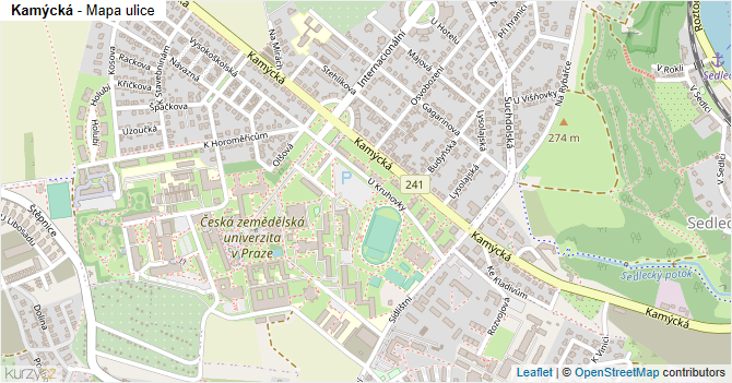 Kamýcká - mapa ulice