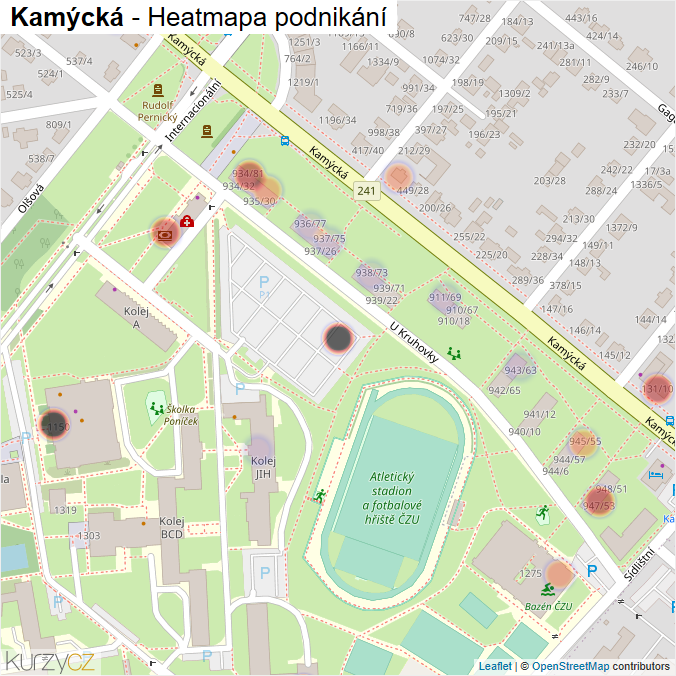 Mapa Kamýcká - Firmy v ulici.