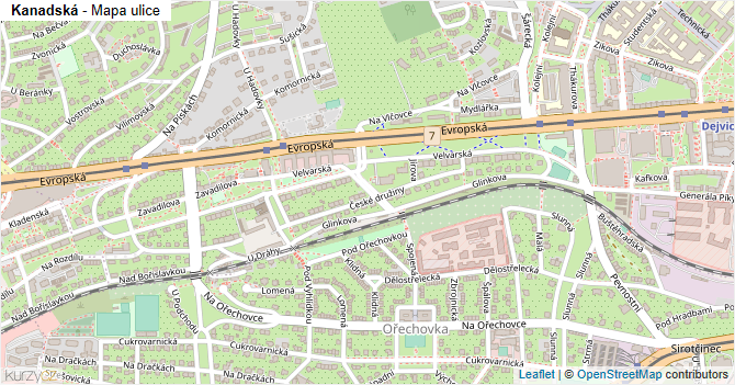 Kanadská - mapa ulice