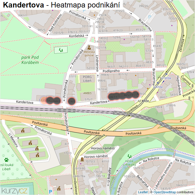 Mapa Kandertova - Firmy v ulici.