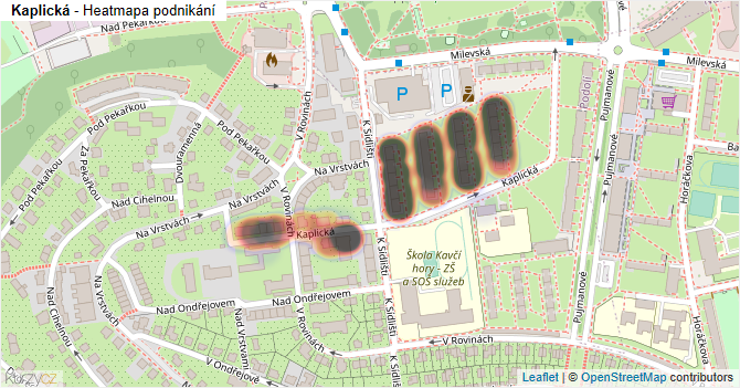 Kaplická - mapa podnikání