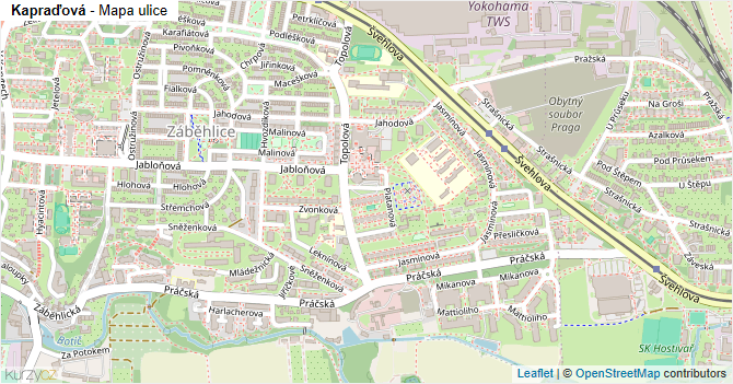 Kapraďová - mapa ulice