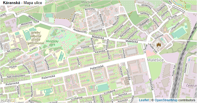 Káranská - mapa ulice