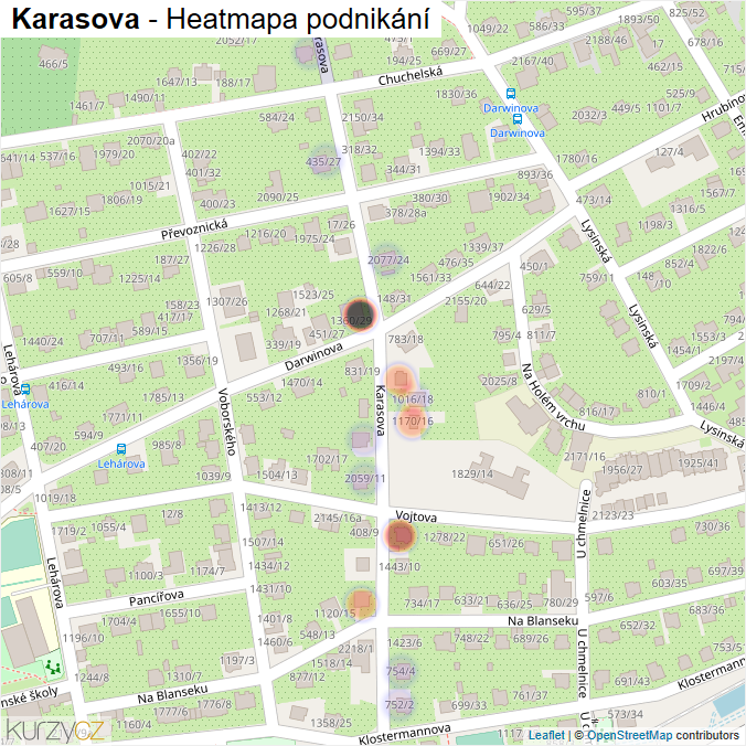 Mapa Karasova - Firmy v ulici.