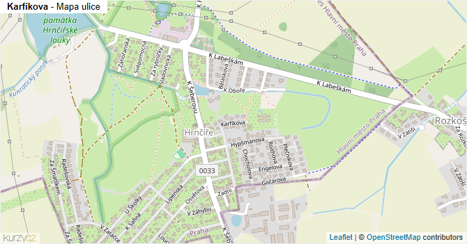Karfíkova - mapa ulice