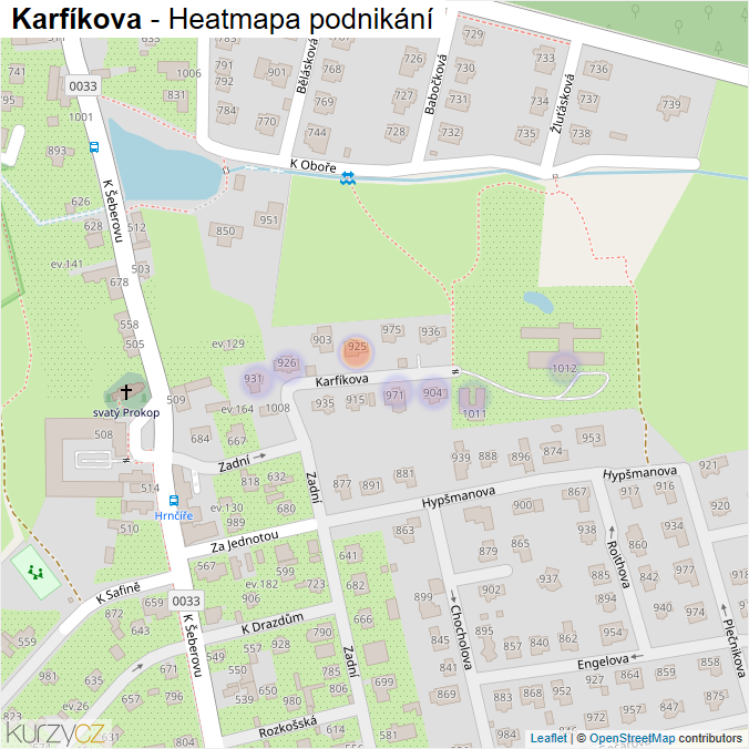 Mapa Karfíkova - Firmy v ulici.