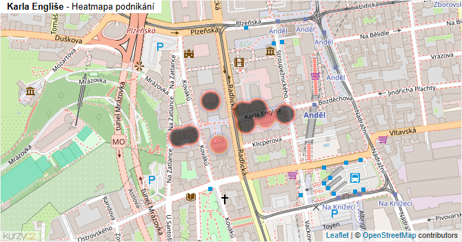 Karla Engliše - mapa podnikání