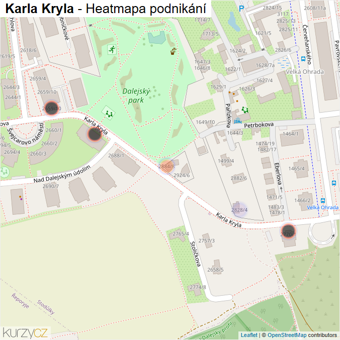Mapa Karla Kryla - Firmy v ulici.