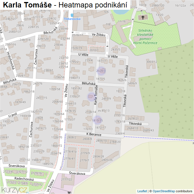 Mapa Karla Tomáše - Firmy v ulici.