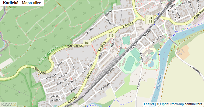 Karlická - mapa ulice