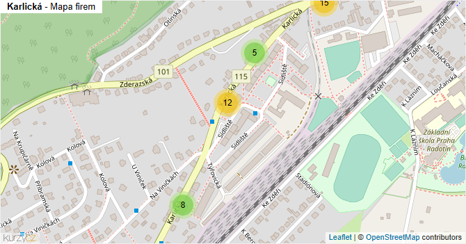 Karlická - mapa firem
