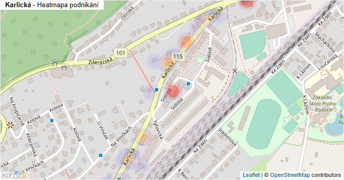 Karlická - mapa podnikání