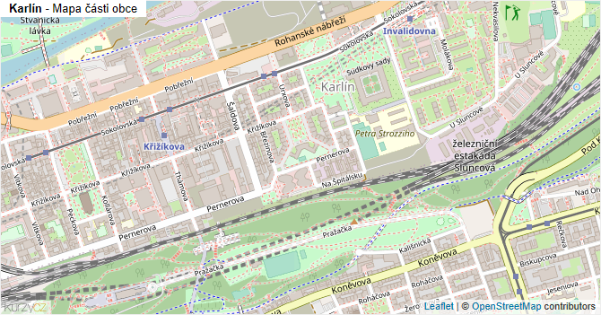 Karlín - mapa části obce